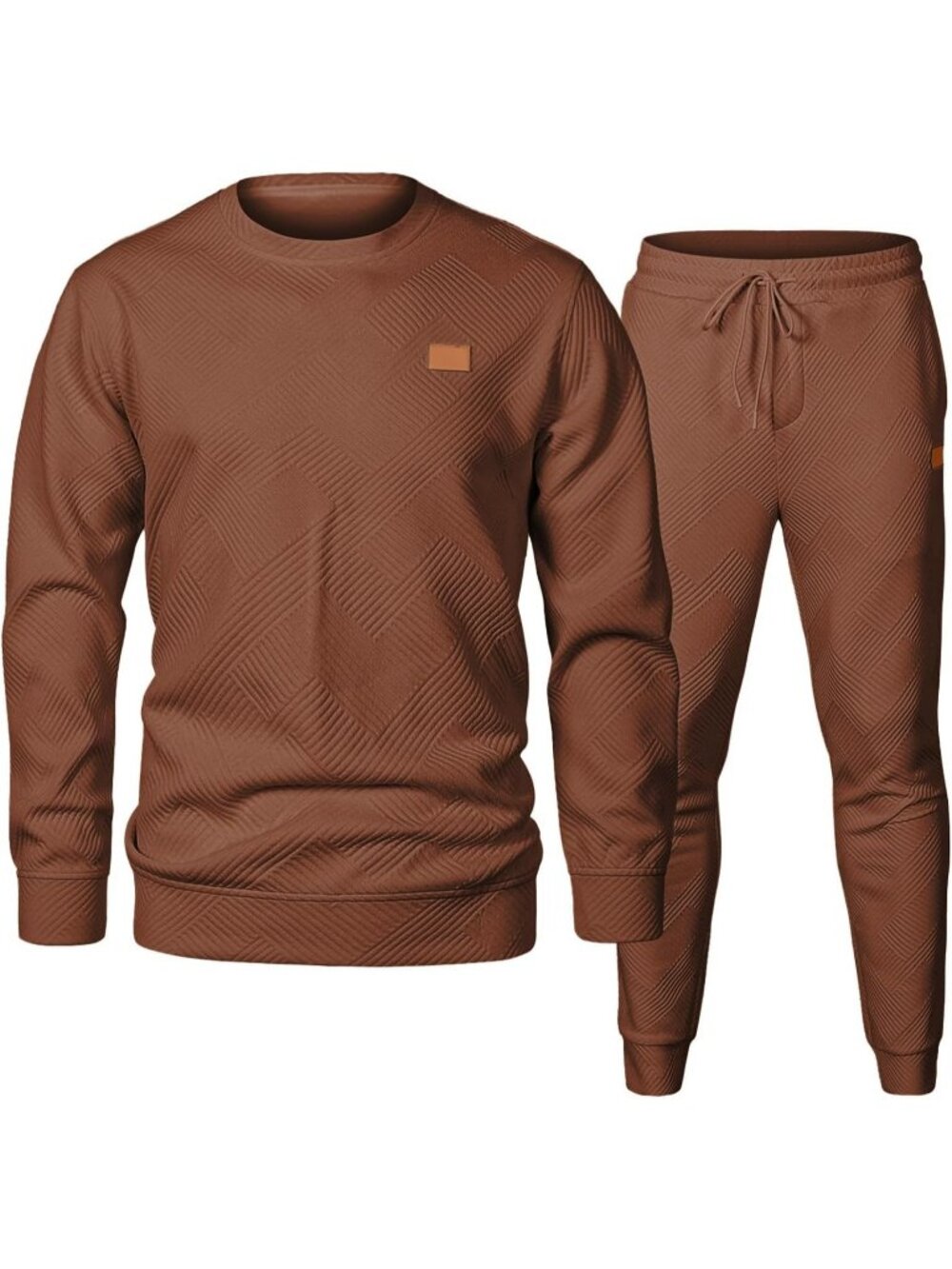 Men's 2 Piece Sets Brown Sweatsuits Casual Long Sleeve Sweatpants Fall Outdoor